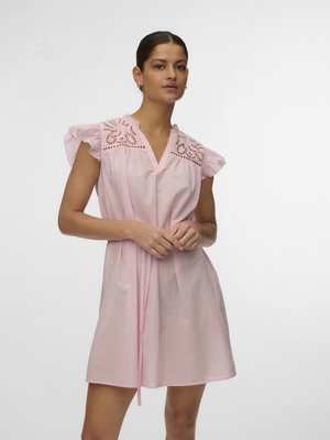Vero Moda VMLINE SS SHORT DRESS WVN NOOS - Nappali ruha - parfait pink