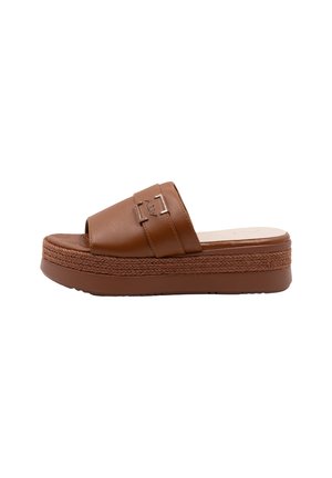 Heeled mules - light brown