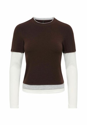 ONLY, ONLVIRRO L/S MIX TOP CS JRS - T-shirt à manches longues - chocolate torte