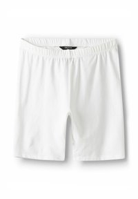Boxeurs en coton blanc avec une taille élastique et une texture lisse, conçus avec une coupe simple et minimaliste. Sans motifs ni accents.