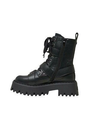 Enkellaarsjes met plateauzool - black