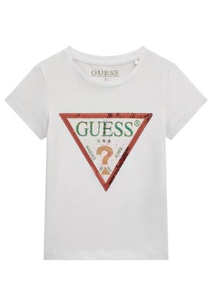 LOGO-DREIECK MIT PAILLETTEN VORNE - Printtipaita - weiß