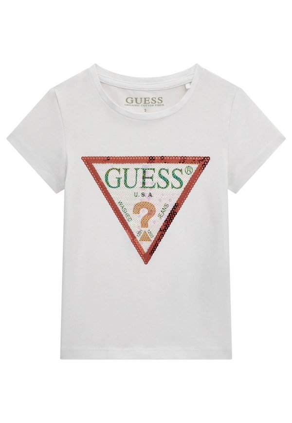 LOGO-DREIECK MIT PAILLETTEN VORNE - T-Shirt print - weiß