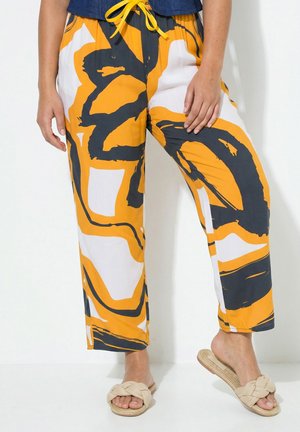 Angel of Style TROUSERS, STRAIGHT, WIDE LEG, FLORAL PATTERN, ELASTIC WAISTBAND - Stoffhose - yellow