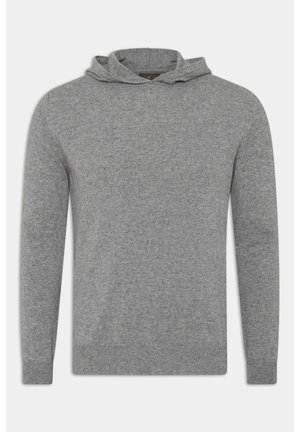 Graue Kapuzenjacke aus weichem Stoff, mit einer Kordelzugkapuze, langen Ärmeln und gerippten Bündchen sowie Saum für eine eng anliegende Passform.