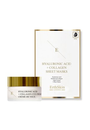 HYALURONIC ACID & COLLAGEN MASK - 3 SHEETS + HYALURONIC ACID + EYE CREAM  30ML - Zestaw do makijażu
