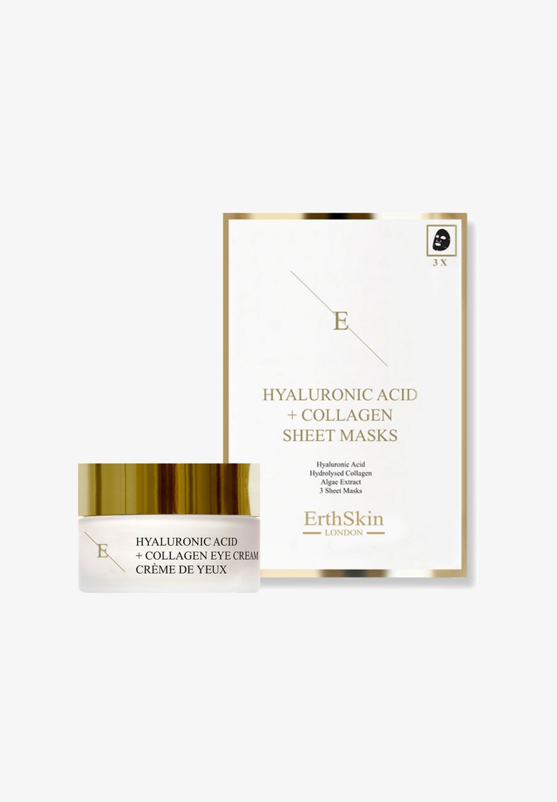 Erthskin London - HYALURONIC ACID & COLLAGEN MASK - 3 SHEETS + HYALURONIC ACID + EYE CREAM 30ML - Zestaw do makijażu, Powiększ