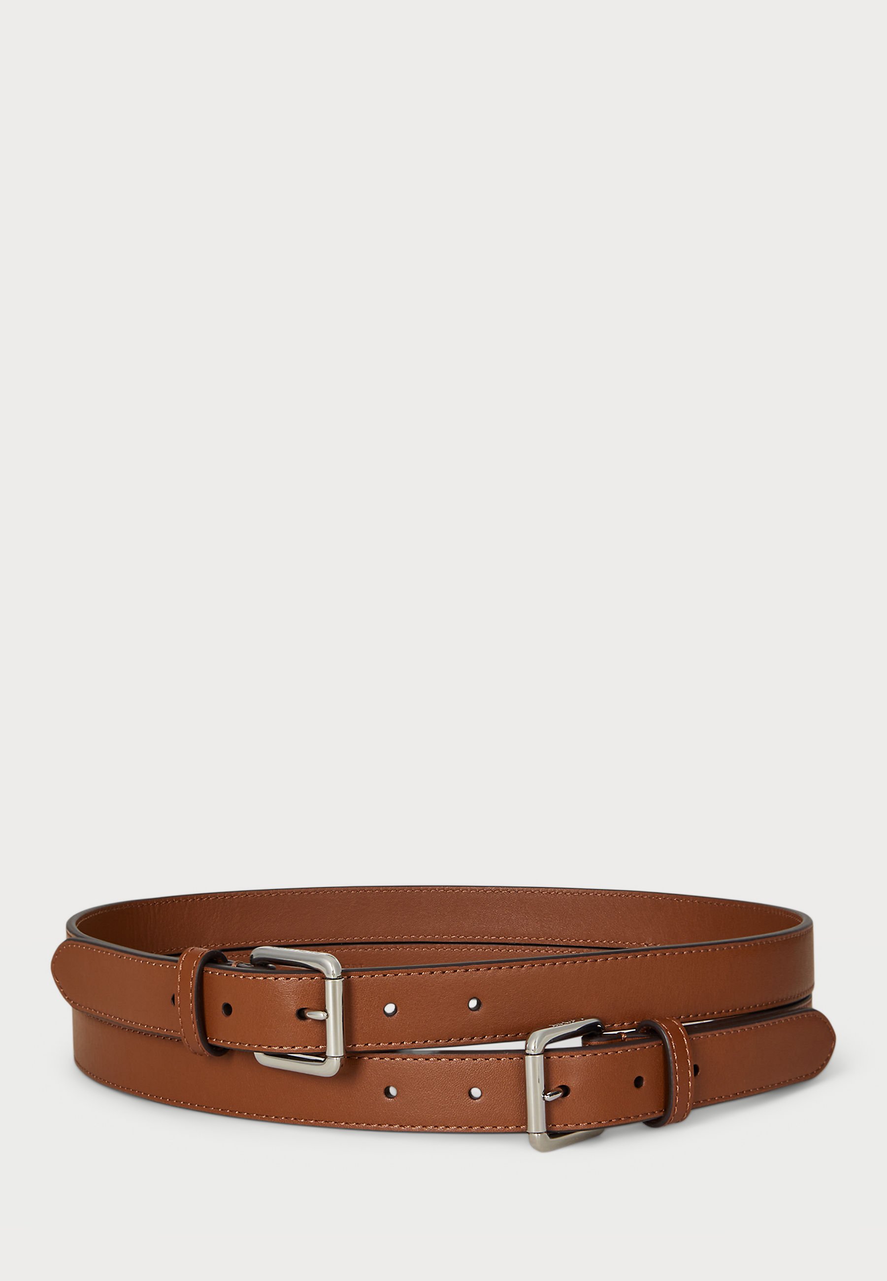 Lauren Ralph Lauren LEATHER DOUBLE BUCKLE STACKED WIDE BELT