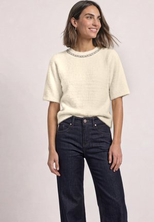 Street One, T-SHIRT MIT RUNDHALS UND SCHMUCKSTEINEN - T-shirt imprimé - pure beige