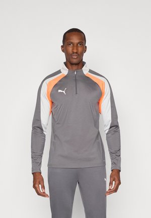 INDIVIDUALLIGA 1/4 ZIP TOP - Hosszú ujjú felső - shadow gray/white/glowing red
