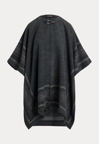 BUCKLE TRIM BELTING MOTIF JACQUARD RUANA - Keep - black