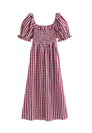 New Look, SHORT SLEEVE SHIRRED FRILL MIDI - Vestido informal - red pattern