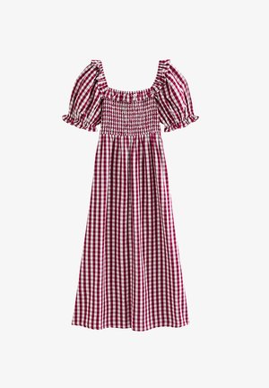 New Look, SHORT SLEEVE SHIRRED FRILL MIDI - Day dress - red pattern