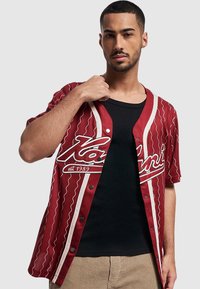 Karl Kani - VARSITY ZICZAC BASEBALL  - Camicia - dark red white Immagine in miniatura 1