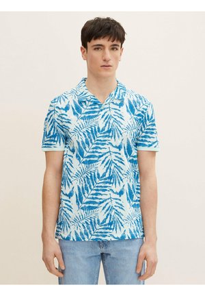 Polo - aqua big watery leaves print