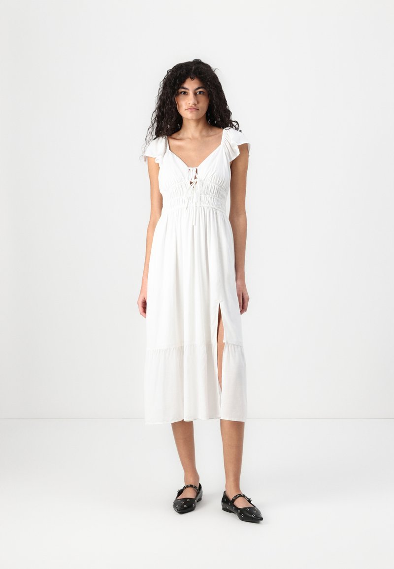 Hollister Co. - EMEA DOUBLE TIE MIDI DRESS  - Robe de jour - bright white, Agrandir