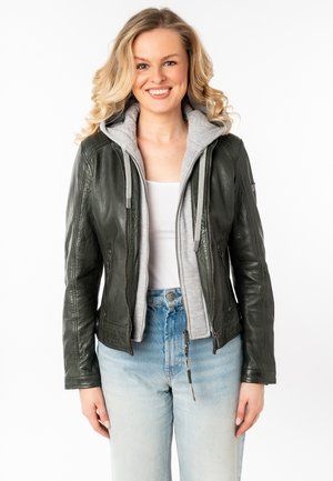 Lederjacke - dark olive
