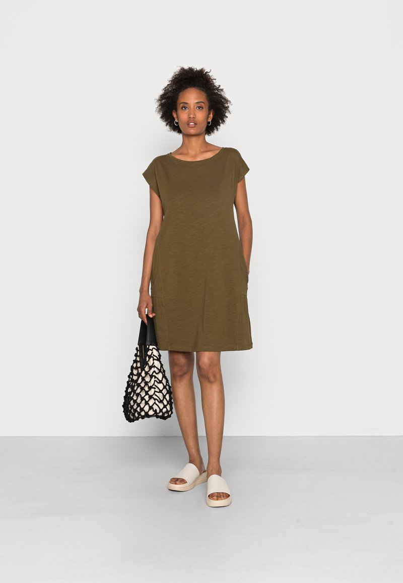 Damen Freizeitkleider | edc by Esprit Jerseykleid khaki green/khaki - PE71058 Damen Freizeitkleider | edc by Esprit Jerseykleid khaki green/khaki - PE71058
