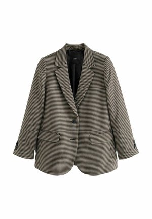 Blazer im Hahnentrittmuster in Braun und Schwarz. Maßgeschneiderter Schnitt mit zur�ückgeschnittenen Revers, zwei Vorderseiten-Taschen und Knopfverschluss. Strukturierter Stoff.