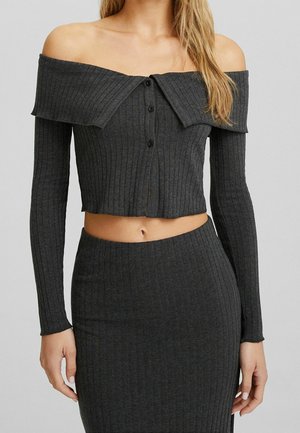 Bershka Chaqueta de punto - mottled dark grey