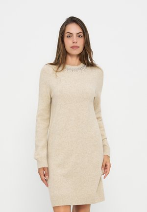 Anna Field by Zalando, EMBELLISHED CREW NECK KNIT MINI DRESS - Рокля тип пуловер - beige melange