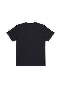 Sort bomulds T-shirt med korte ærmer, klassisk rundhals design, glat tekstur og ingen synlige logoer eller mønstre på bagsiden.