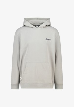 Huppari vaaleanharmaata pehmeää kangasta, jossa on etutasku, ribbauskainalot ja "Eighty Nine" kirjailtuna vasempaan rintamukseen.