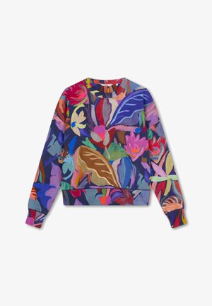 Kleurrijke sweatshirt met bloemenpatroon, ronde hals, lange mouwen en een aansluitende zoom. Gemaakt van zachte stof met een levendig ontwerp.