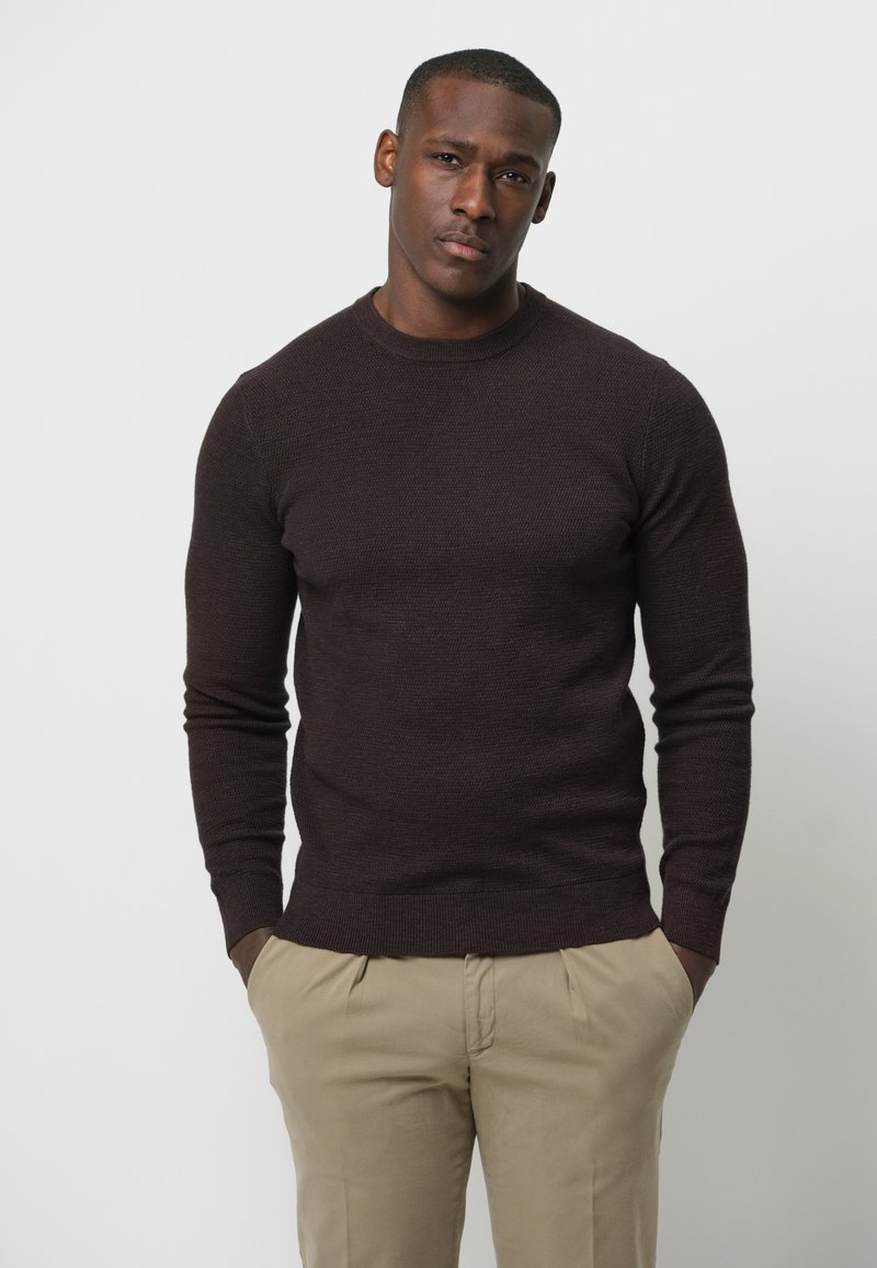 PROFUOMO THE STRUCTURE BASIC CREW - Stickad tröja - dark brown