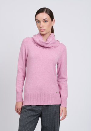 INFLUENCER, INFLUENCER PULLOVER WAVY EDGE COWL NECK PULL - Jumper - pink