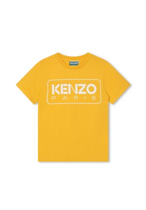 T-shirt gialla a maniche corte con logo bianco "KENZO PARIS" al centro sul davanti e scollo rotondo.