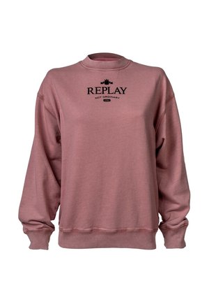 Koszulka dresowa w kolorze pudrowego różu z czarnym napisem i emblematem "Replay Not Ordinary 1981" na piersi, z długimi rękawami oraz ściągaczami na mankietach i u dołu.