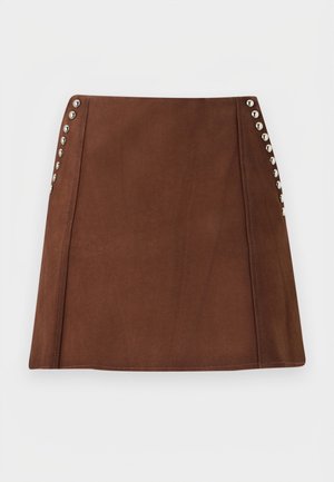 LIVA SKIRT - Kožená sukňa - brown