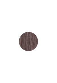 Synthetisch haar in een ronde staal, met een rechte textuur. De kleur is een mengsel van mediumbruin met grijze ondertonen.