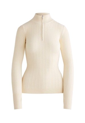 CABLE KNIT BASE LAYER WITH HALF ZIP - Pullover - stone