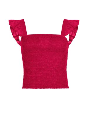 South Beach SHIRRED SQAURE NECK FRILL STRAP - Top - hot pink