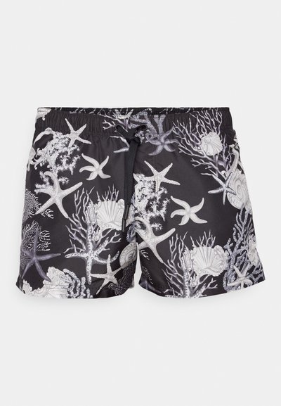 Versace SWIM RECYCLED CORAL ALL OVER PRINT - Short de bain - black/concrete/bone