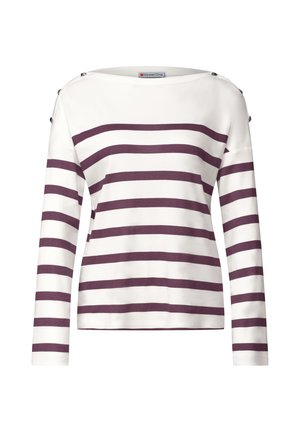 Street One, LONG-SLEEVED STRIPED TOP WITH BUTTONS - Langarmshirt - rustic rouge