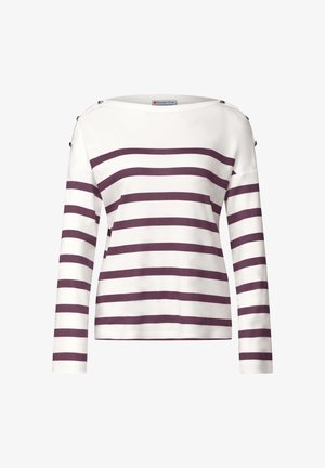 Street One, LONG-SLEEVED STRIPED TOP WITH BUTTONS - Langarmshirt - rustic rouge