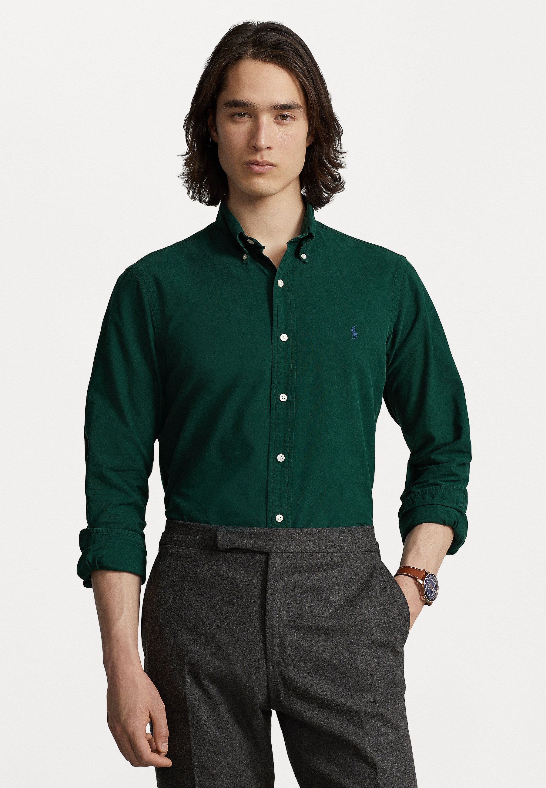 Polo Ralph Lauren LONG SLEEVE SHIRT - Shirt - hunt club green/dark green -  Zalando.co.uk