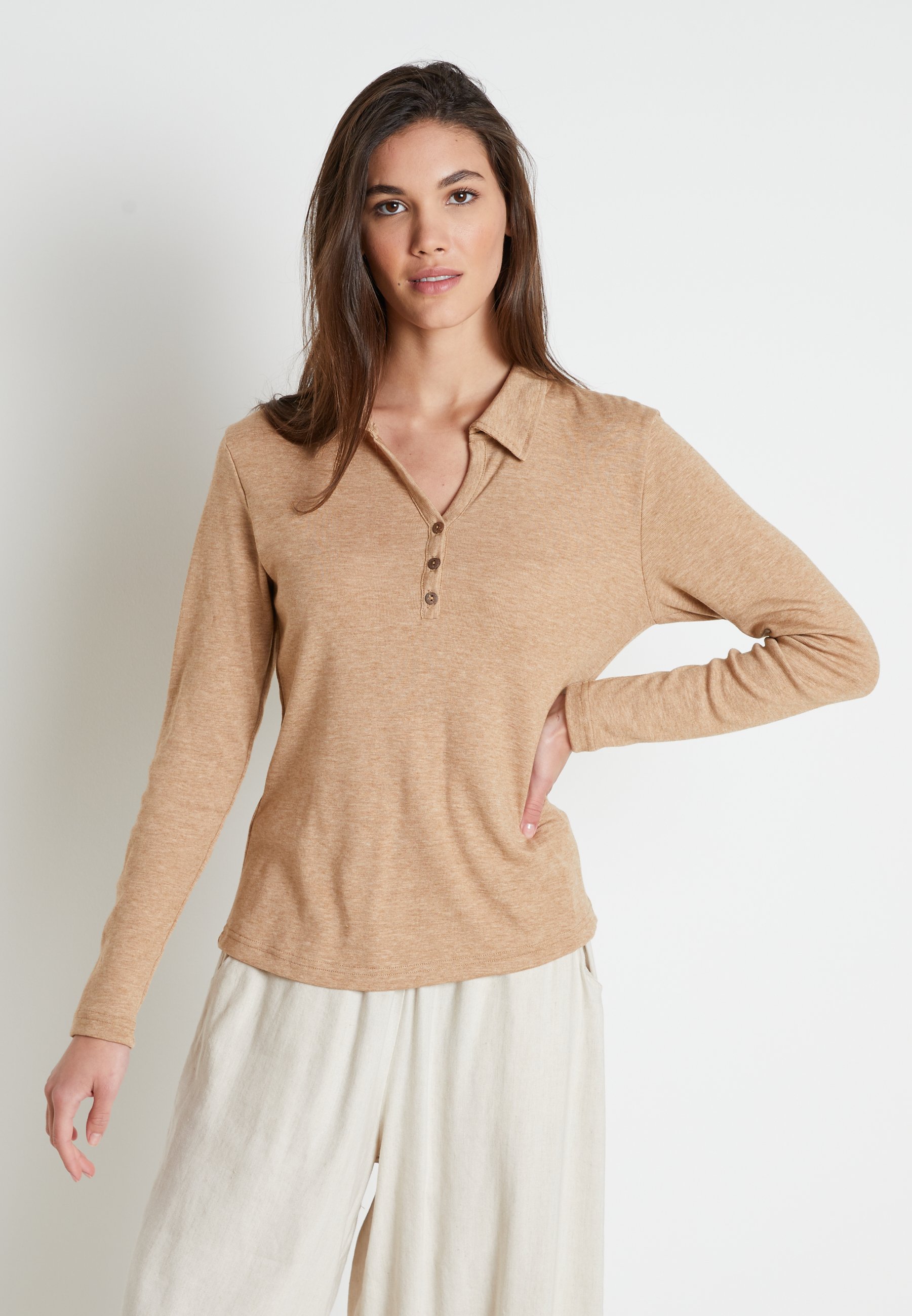 Lounge Nine DREAMIELN Topper langermet camel melange Lounge Nine DREAMIELN - Topper langermet - camel melange