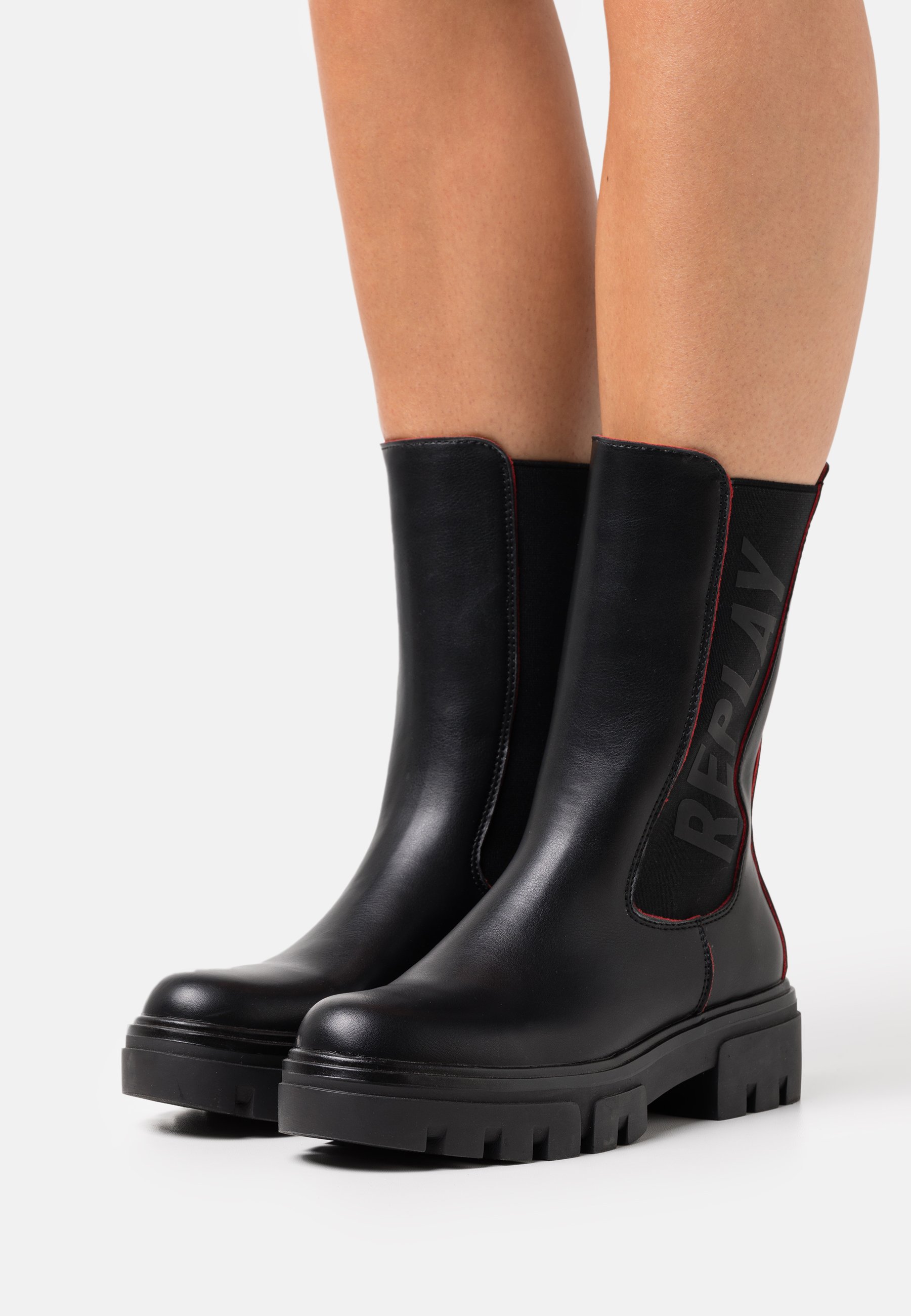 Replay WENTWORD - Botas con plataforma - black/red/negro - Zalando.es