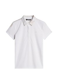 Biała koszulka polo z krótkim rękawem, klasycznym kołnierzykiem i zapięciem na dwa guziki. Posiada subtelne logo oraz lekki, gładki materiał.