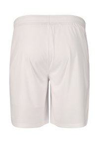 Släta vita shorts med elastiskt midjeband och mjuk tyg, utan synliga logotyper eller fickor.