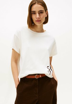 LOGO APPLIQUÉ - T-shirt imprimé - ivory silk