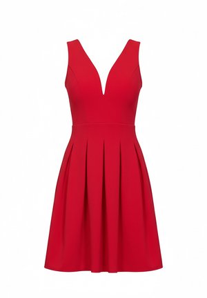 WAL G., PLEATED SKATER DRESS - Žerzejové šaty - red