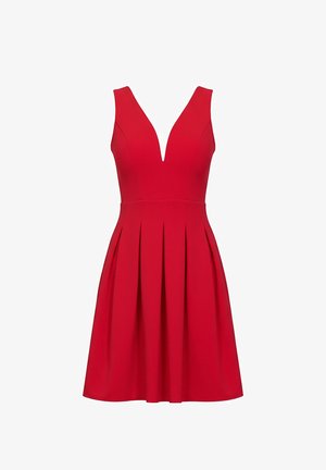WAL G., PLEATED SKATER DRESS - Trikoomekko - red