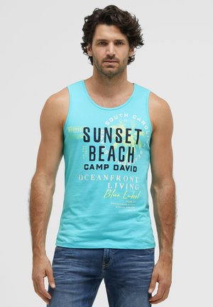 Camp David, CAMP DAVID MUSKELSHIRT MIT LABEL PRINTS - Top - aqua
