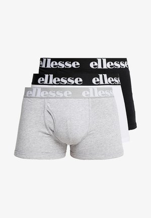 Tre paia di boxer: grigio, bianco e nero. Ognuno presenta un elastico in vita con il logo "ellesse". Materiale morbido in misto cotone.