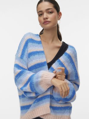 VMMAYBE STRIPE OPEN CARDIGAN - Cardigan - cashmere blue